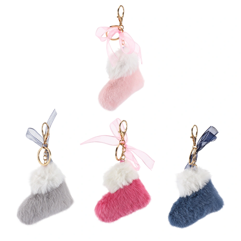 4Pcs Lovely Keychains Adorable Pendants Christmas Shoes Ornaments Keyrings