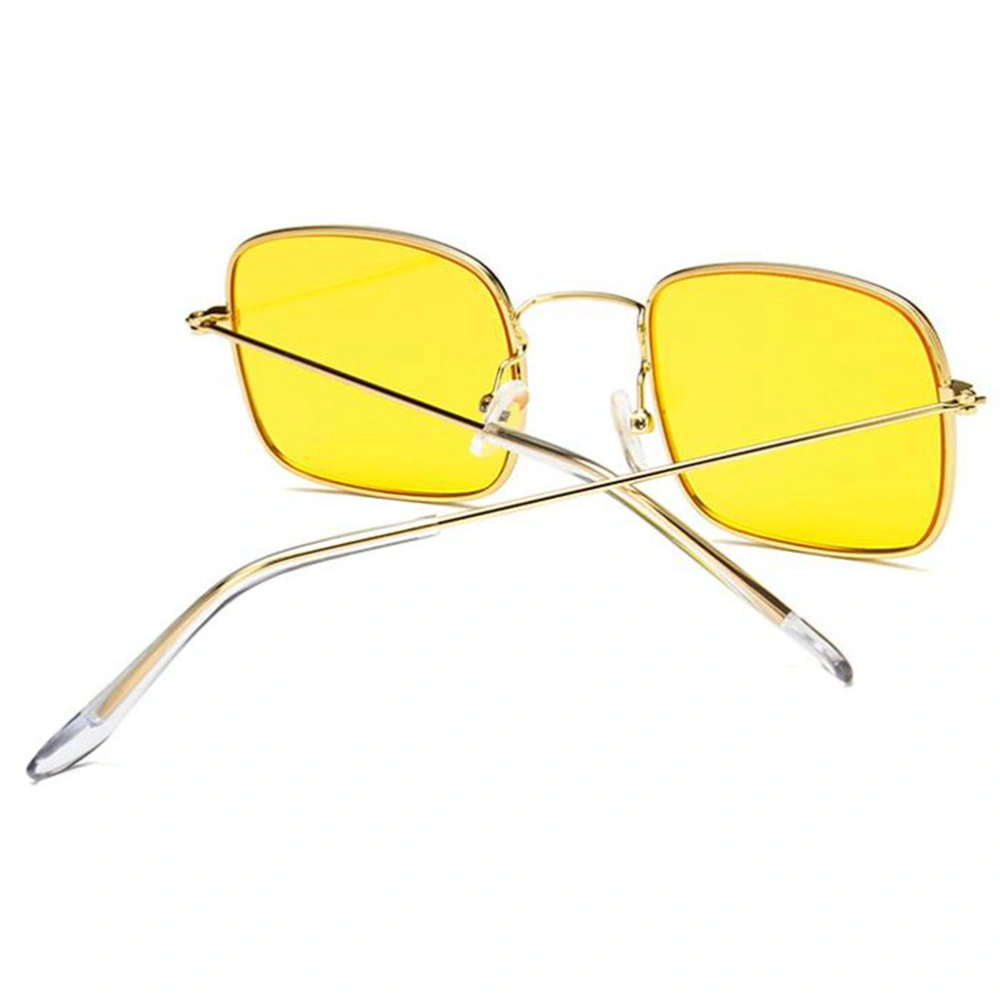 Retro Square Frame Sunglasses Creative Eyeglasses Decorative Party Glasses Beach Eyewear for Female Women (Yellow)