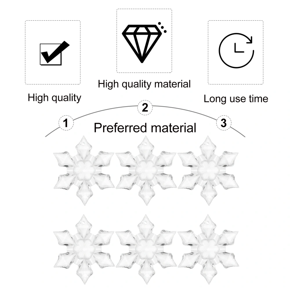 24pcs Acrylic Transparent Crystal Snowflake Decoration with Hole Hanging Decor