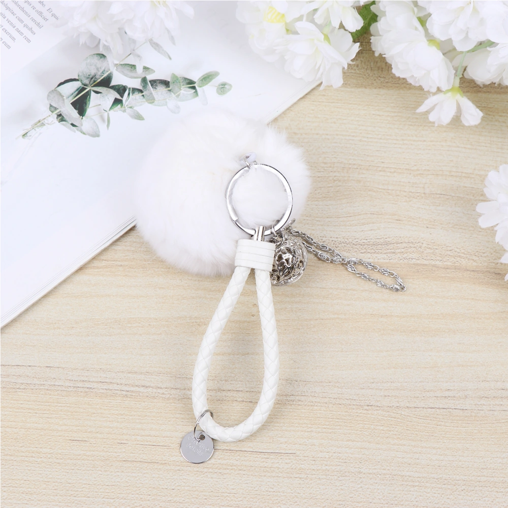 Plush Ball Keychain Fashion Keychain Accessory Hanging Key Rings Bag Pendant (White)