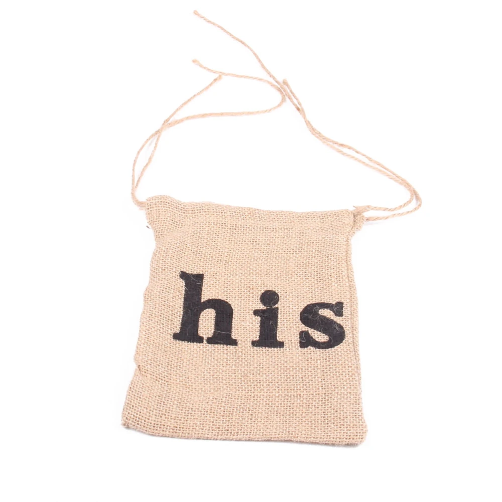 2pcs His Hers Burlap Drawstring Bag Jewelry Pouch, Wedding Party Favor Gift Candy Bag