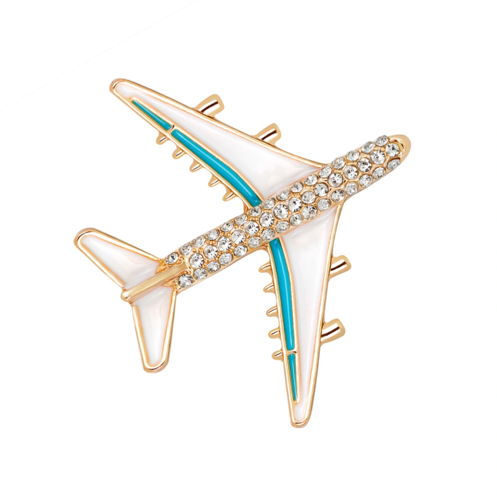 1pc Creative Airplane Shaped Brooch Cartoon Alloy Breastpin Clothes Pin for Women Ladies (Golden)