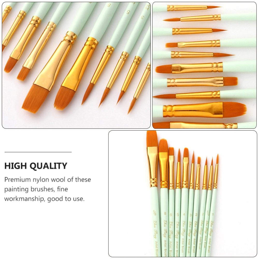 10pcs Paint Brushes Set Artist Professional Oil Watercolor Gouache Painting Kits