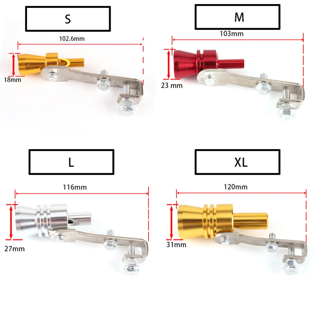 2PCS Exhaust Pipe Sounder Car Tuning Turbine Whistle Sounder Tail - Size M (Golden)