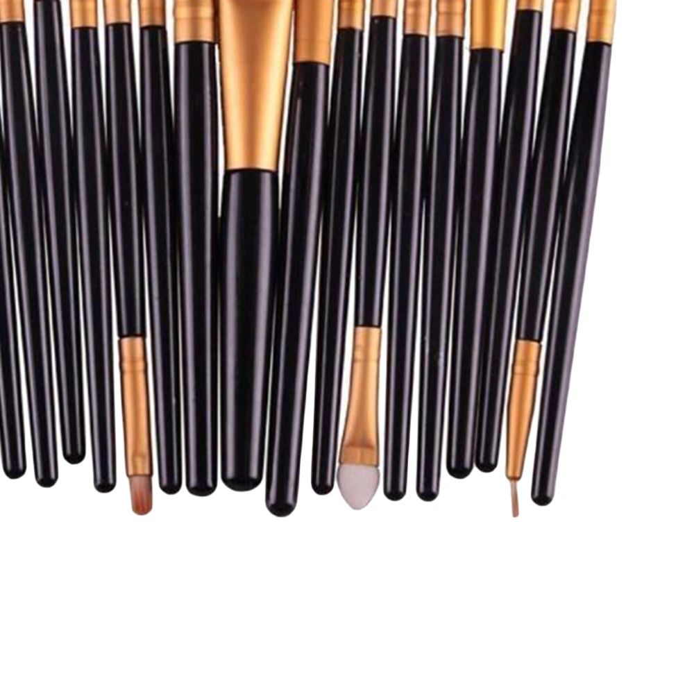 20PCS Professional Portable Makeup Brushes Cosmetic Tools Foundation Brush Eyebrow Brush Kit (Black and Gold)