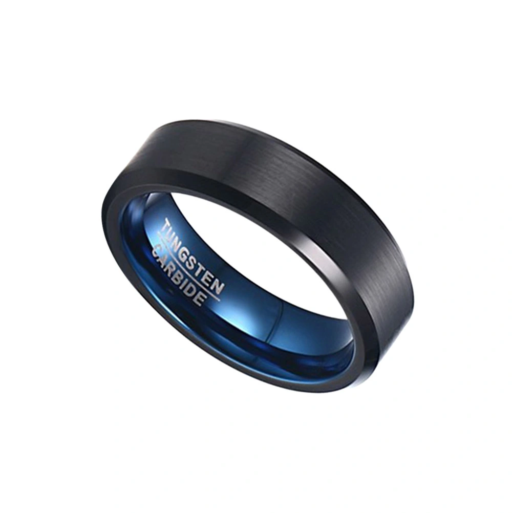 6mm Inner Plating Blue Outer Black Coating Tungsten Steel Rings Fashion Finger Ring Size 7