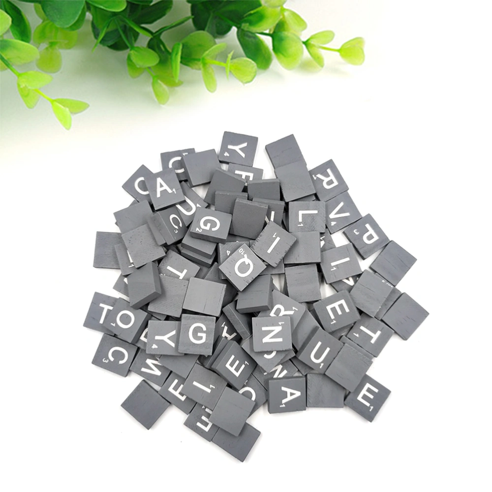 2 Packs of 100PCS Grey Natural Wood Chips DIY 26 English Letters Words Alphabet Puzzle Literacy Box Baby Intellectual Development Wooden Chips