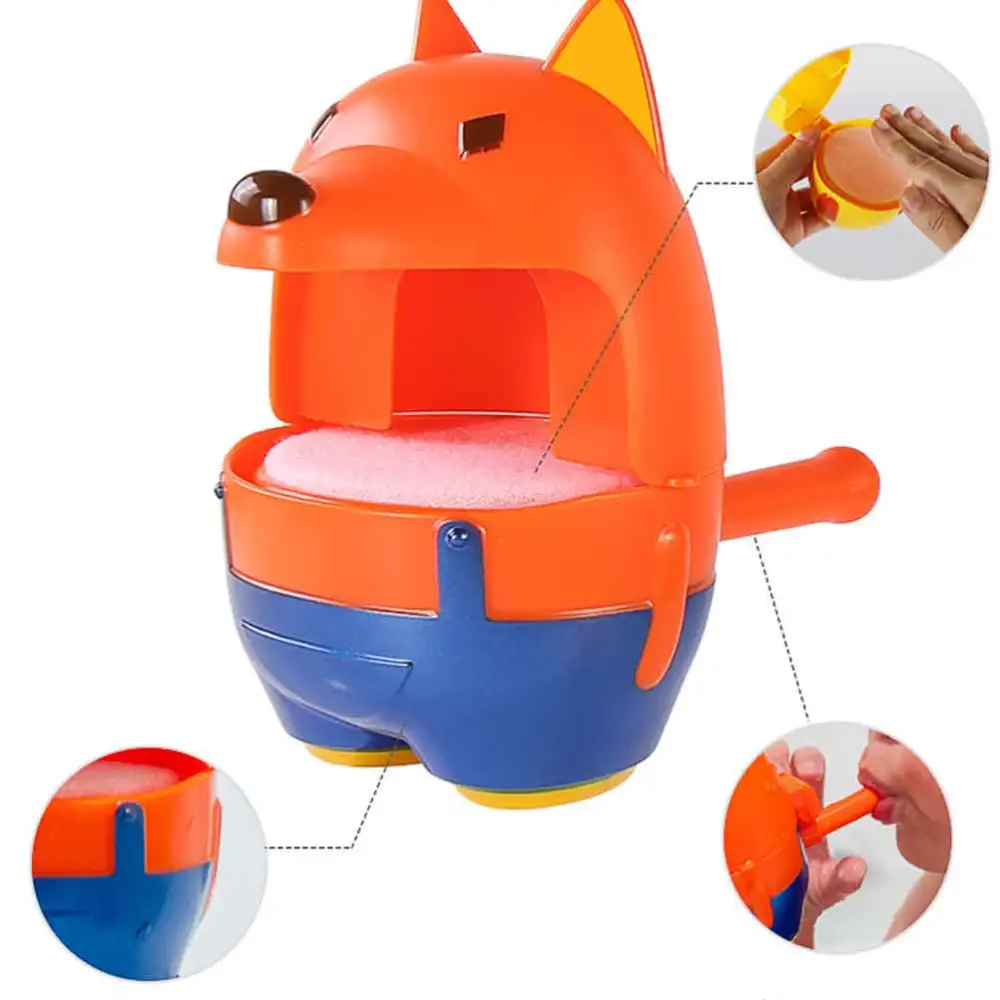 Baby Bathing Bubble Machine Bathtime Bubble Maker Outdoor Playing Toy Festival Gift Orange (Fox Design)