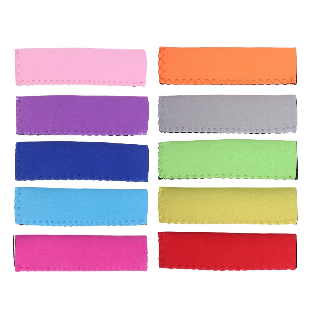 10pcs Neoprene Fabric Popsicle Bags Ice Insulator Sleeves Reusable Protective Holder (Mixed Colors)