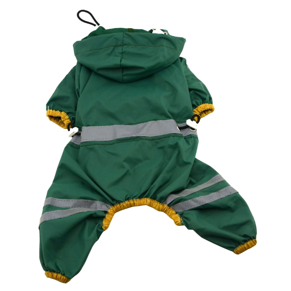 PVC Dog Raincoat Single-layer Puppy Rain Coat Waterproof Breathable Pet Cat Small Dog Rainwear (Dark Green, M)