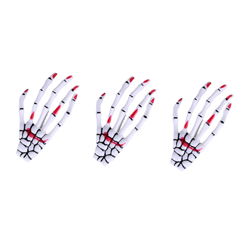 3pcs Creative Skeleton Hand Hair Clip Punk Hair Clip Horrible Hairpin Hair Accessory