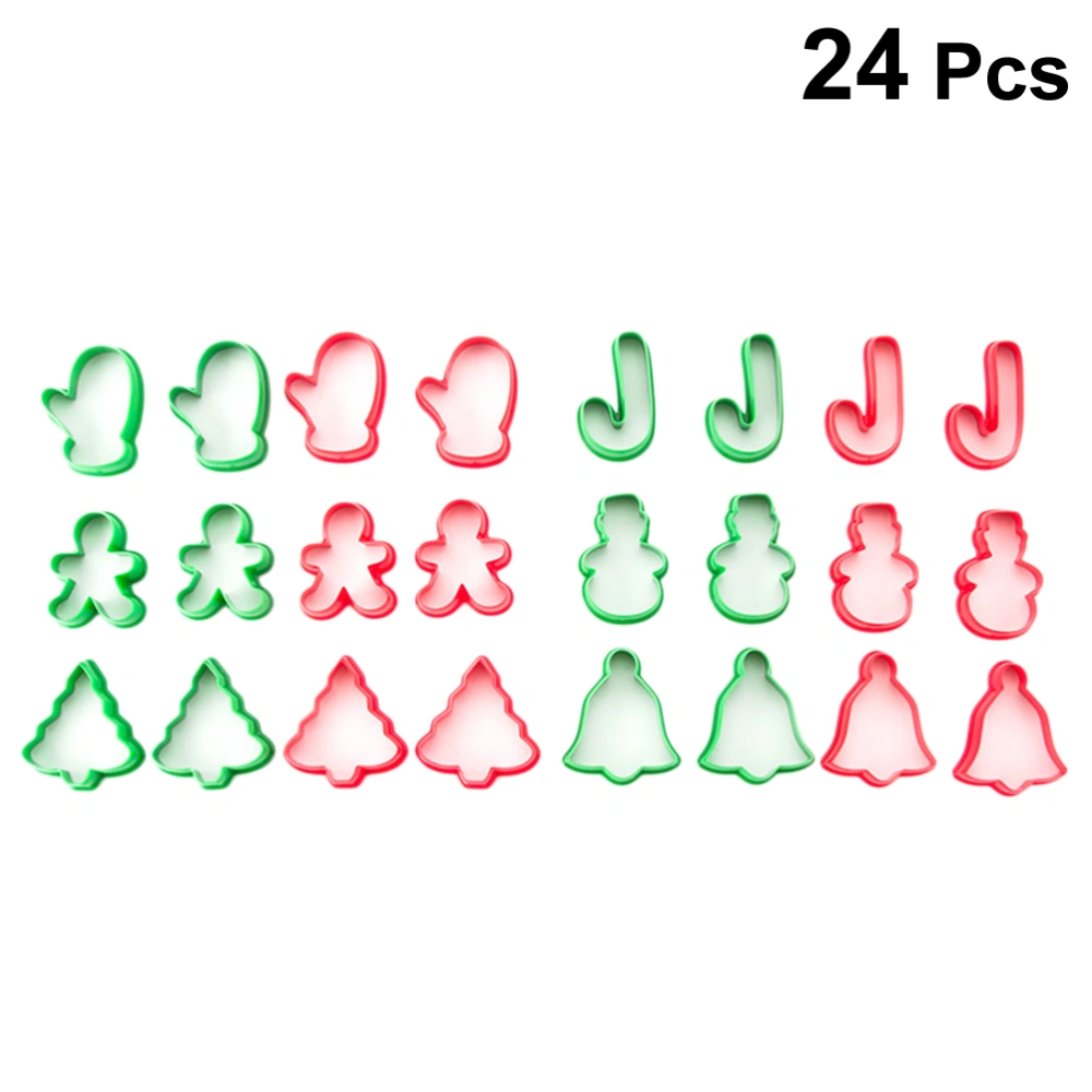 24pcs Christmas Theme Plastic Cartoon Cookie Cutter Set Fruit Cake Molds Biscuit Baking Tools for Xmas Party