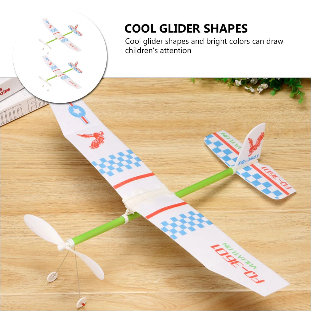 2Pcs Rubber Band Powered Airplane Model Biplane Toys for Kids (Random Pattern)