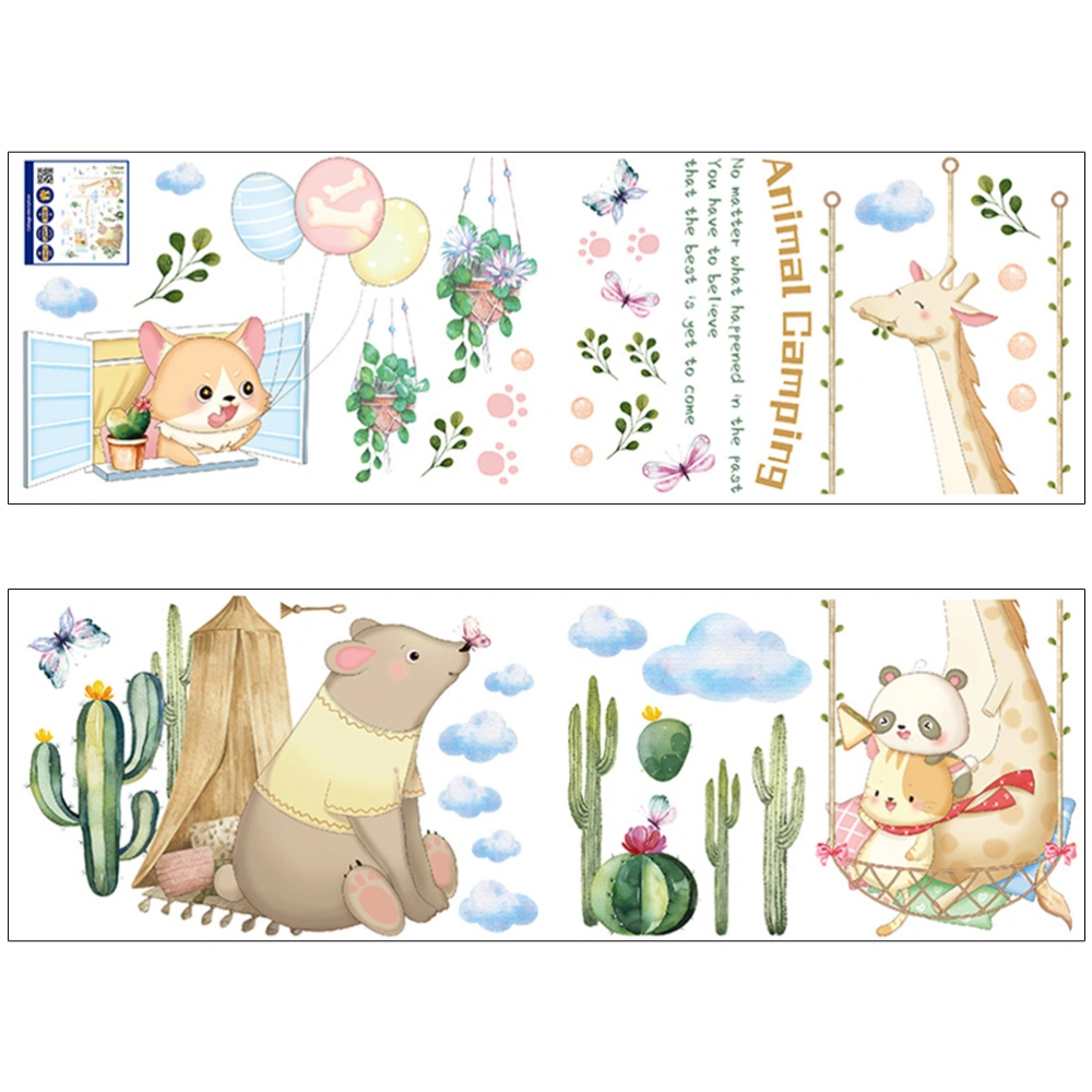 1 Set DIY Adhesive Wall Stickers Cartoon Animal Plants Stickers Kid's Room Wall Decals