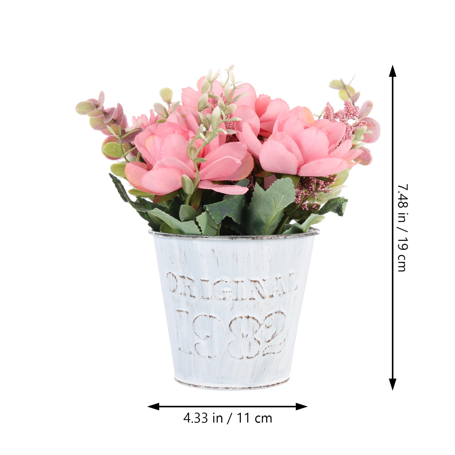 1set Artificial Flowers Faux Silk Flowers Iron Potted Home Faux Wildflowers Centerpiece
