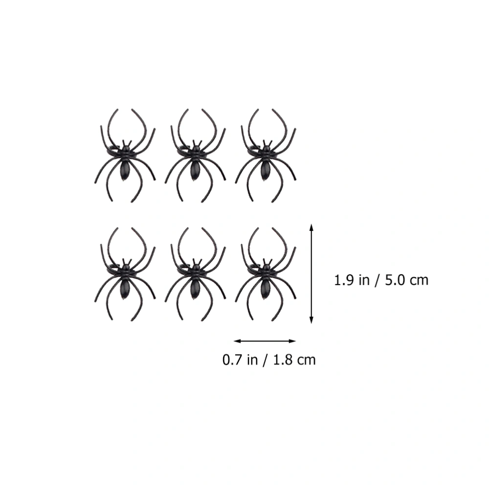 50Pcs Plastic Spider Rings Halloween Party Favors Haunted House Decoration