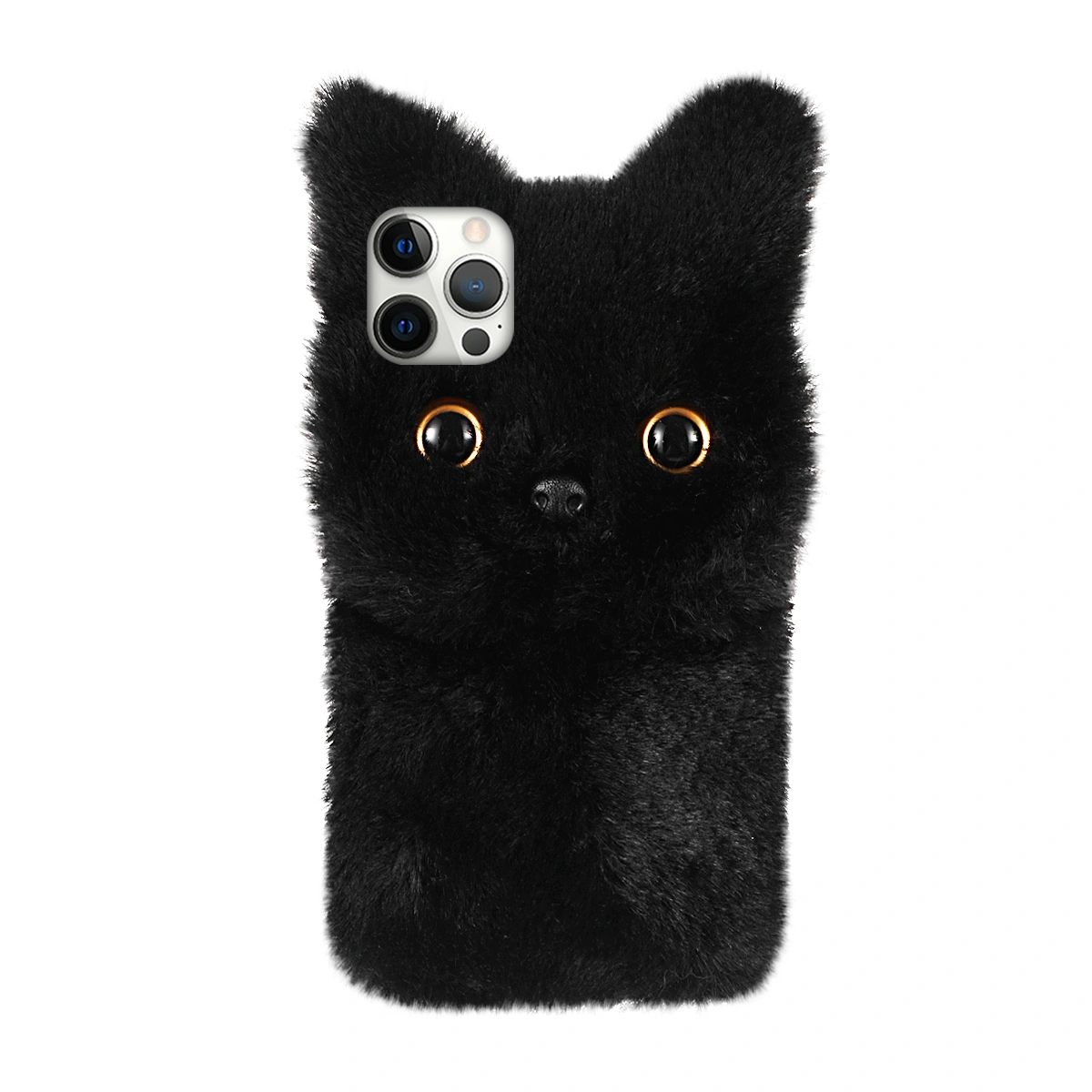 Plush Phone Cover Lovely Cat Phone Protective Case Compatible for iPhone 11 Pro