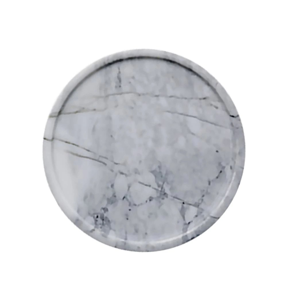 Natural Marble Jewelry Plate Creative Dessert Plate Dish Dried Fruit Tray Snack Food Storage Plate for Party Home (Grey)