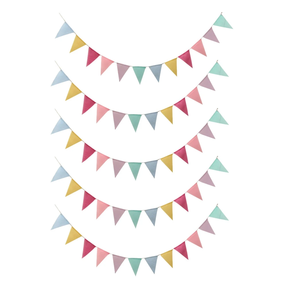 5 Sets Colorful Pennant Linen Bunting Party Favors Banner Blank Garland Photo Props Flag Layout Supply Set(12pcs in 1 Set)