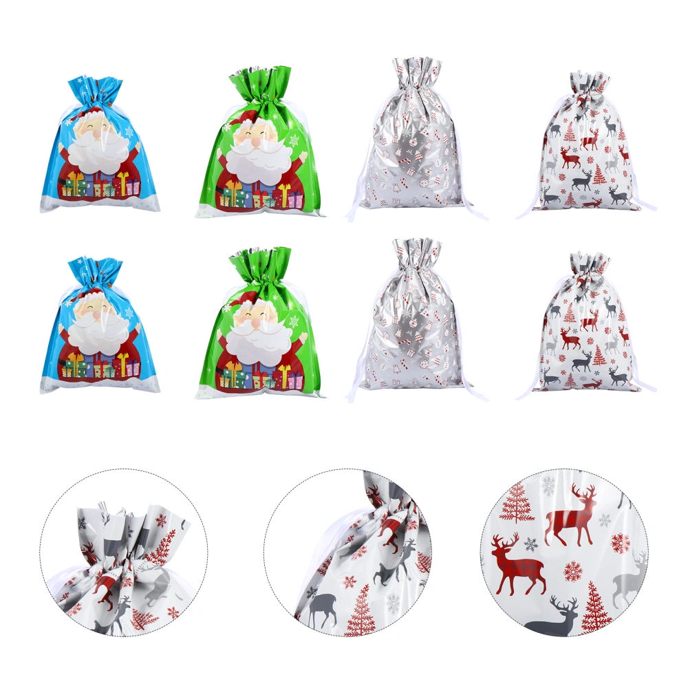 8Pcs Christmas Candy Bag Gift Pouch Drawstring Bag with Ribbon for Xmas