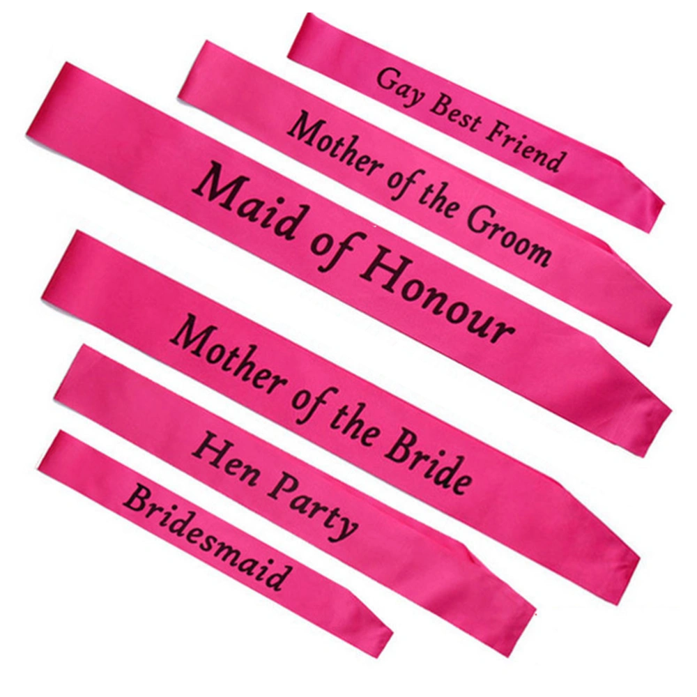 6pcs Bachelorette Party Sash Set Rose Red Satin Ribbon for Hen Party Decorations