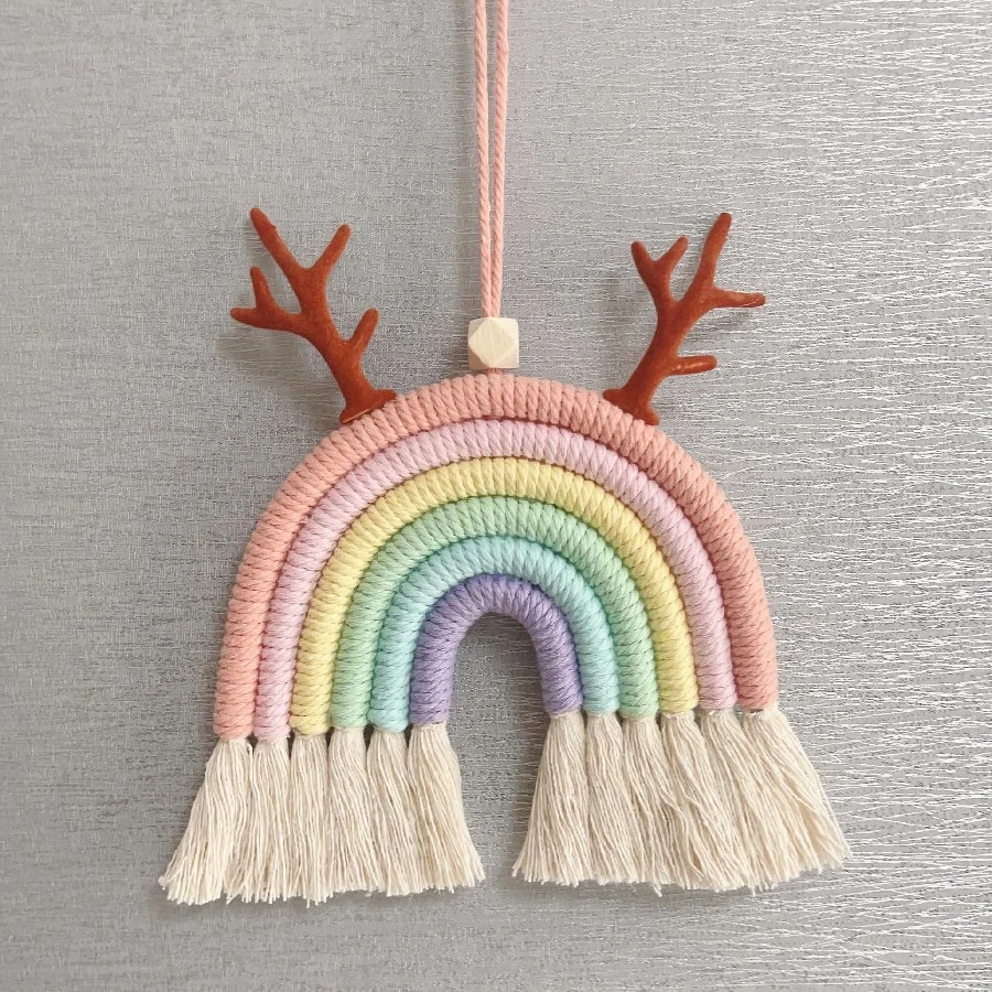 Woven Rainbow Tassel Hanging Ornament Rainbow Tapestry Christmas Wall Door Rainbow Pendant