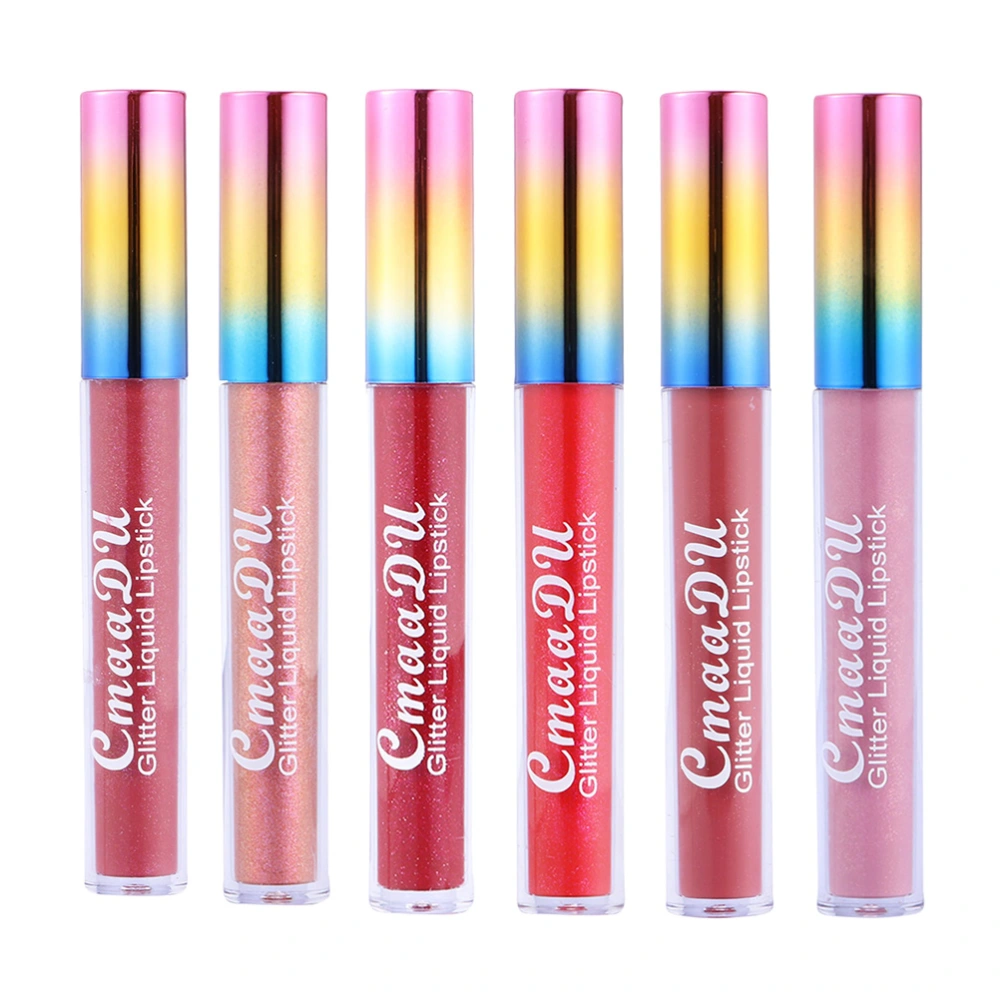 6 Pcs Glitter Matte Lipstick Waterproof Long-lasting Lip All-Day Smudge Proof Cosmetics for Women(01+02+03+04+05+06)