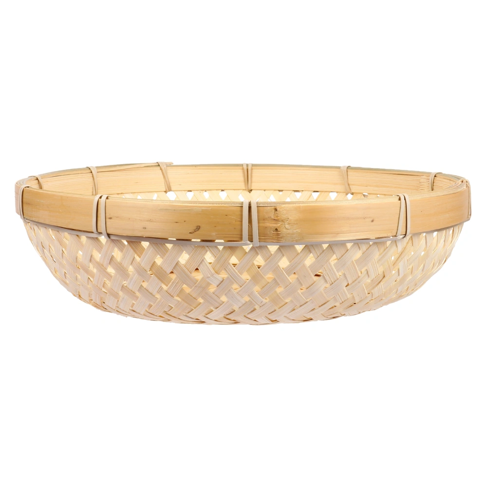 Hand-woven Bamboo Sieve Bamboo Braided Storage Plate Fruit Food Basket (Large)