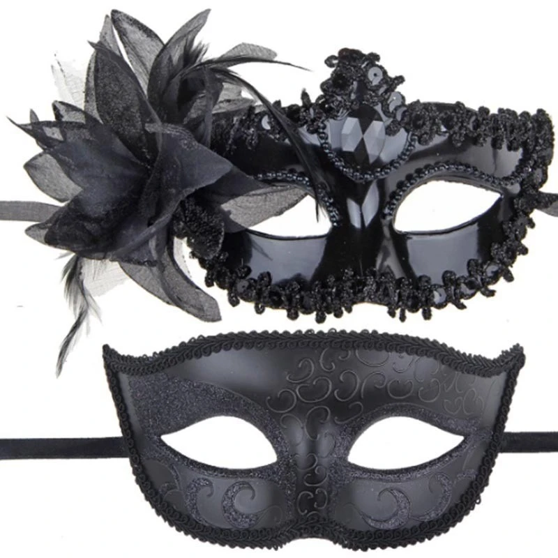 2 pcs Couple Masquerade Masks Halloween Party Masks Cosplay Party Masks Decorative Masks