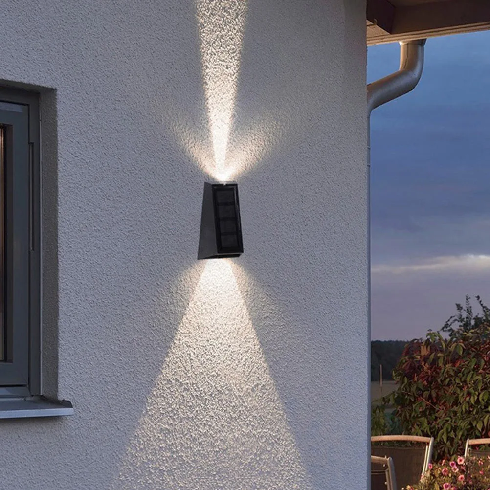 2Pcs Solar LED Wall Light Water-proof Solar-powered Light Garden Wall Night Lamp