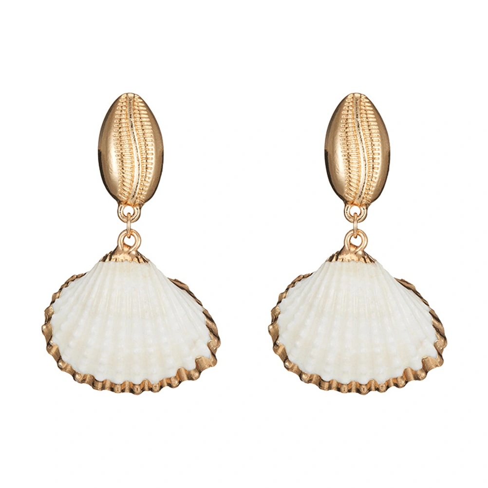 Natural Ocean Style Ear Studs Earrings Alloy Shell Ear Stud Jewelry Accessories for Women Girls