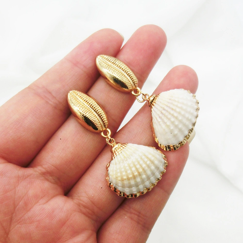 Natural Ocean Style Ear Studs Earrings Alloy Shell Ear Stud Jewelry Accessories for Women Girls