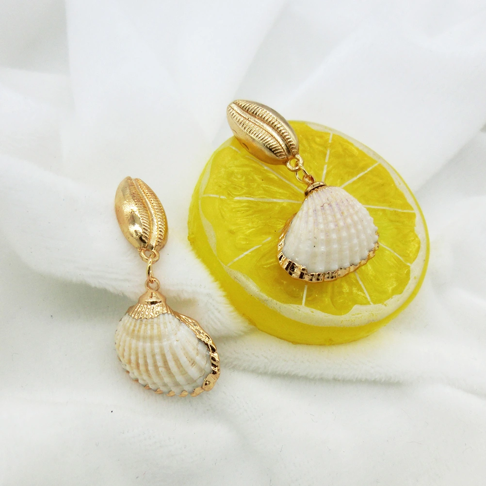 Natural Ocean Style Ear Studs Earrings Alloy Shell Ear Stud Jewelry Accessories for Women Girls