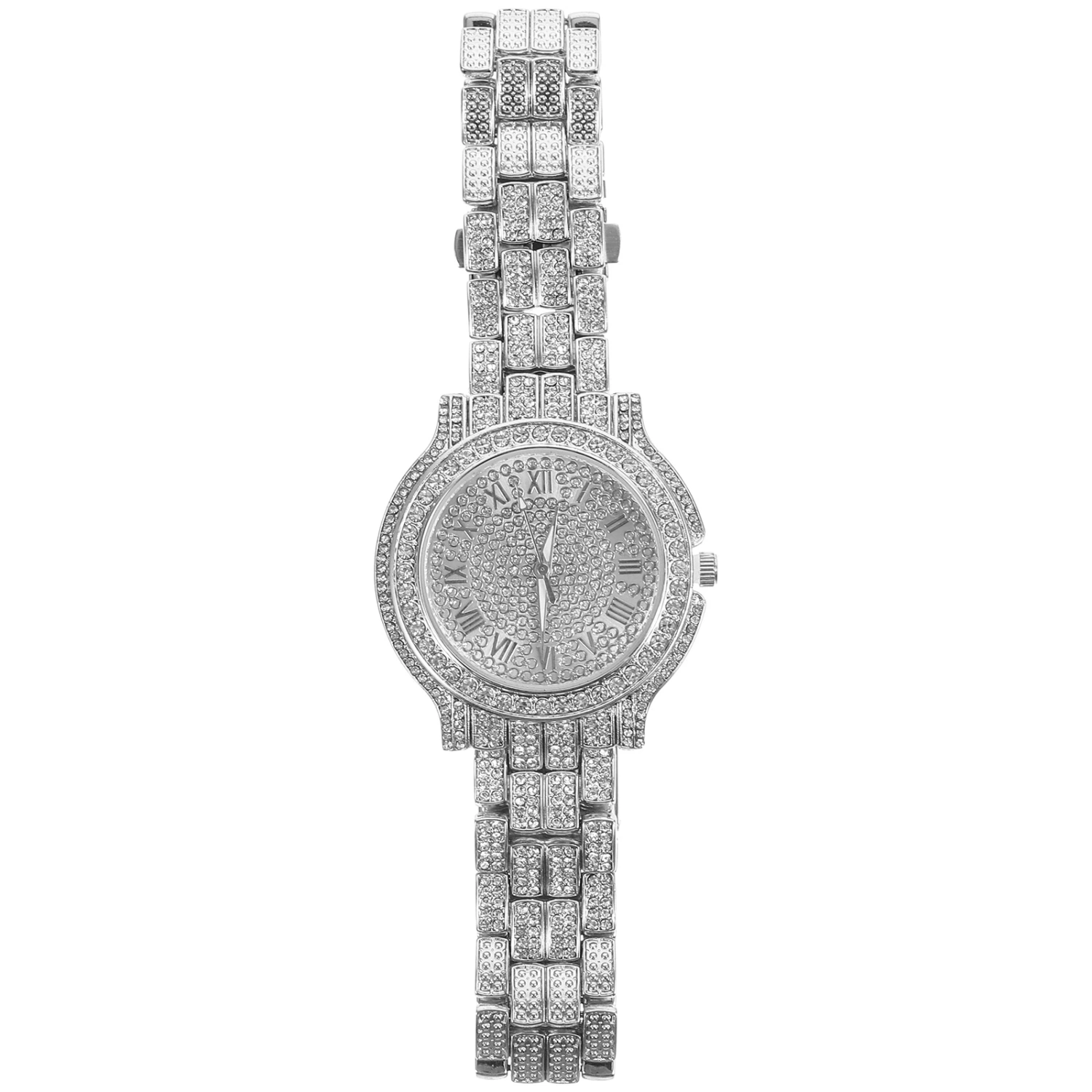 Wrist Watch Fashionable Rhinestone Roman Numeral Quartz Watch Lady Ornament