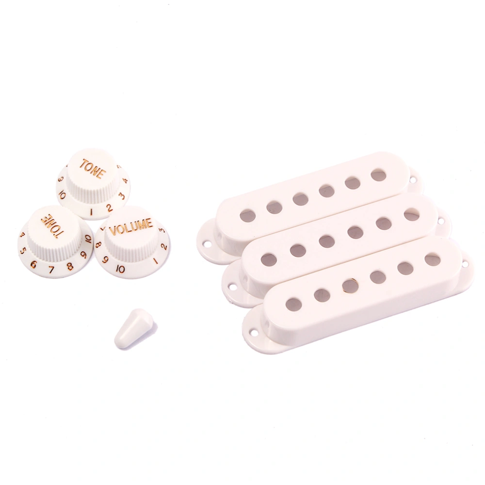 Strat Guitar Pickup Covers Knobs Switch Tip Set for Stratocaster Replacement Accessory Kit White