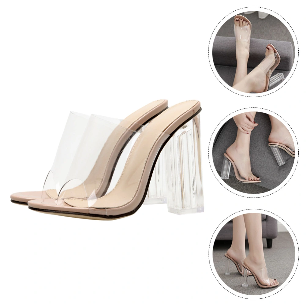 1 Pair of Transparent High Heels Fashionable Female Heels Summer Sandals