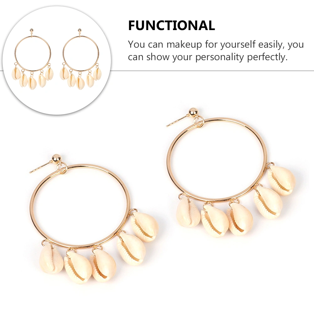 1 Pair Round Shell Eardrops Stylish Ear Jewelries Round Personality Eardrops