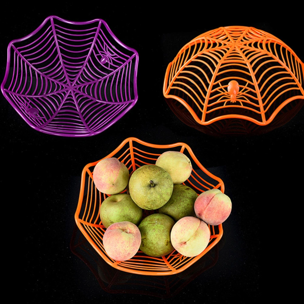 5Pcs Halloween Plastic Fruit Bowl Spider Candy Basket Snack Plate Tray