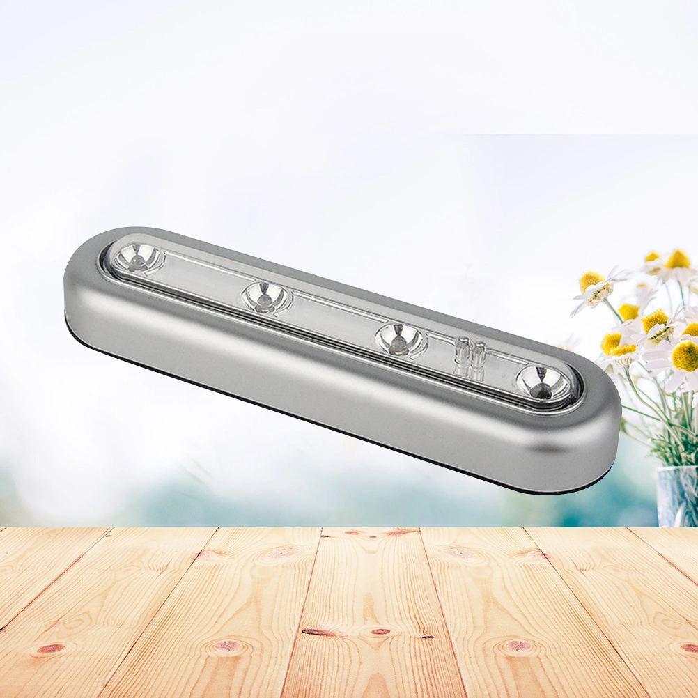 4 LED Touch Control Touch Tap Light Battery Cupboard Lights With Pads White Light No Battery Included(Silver)