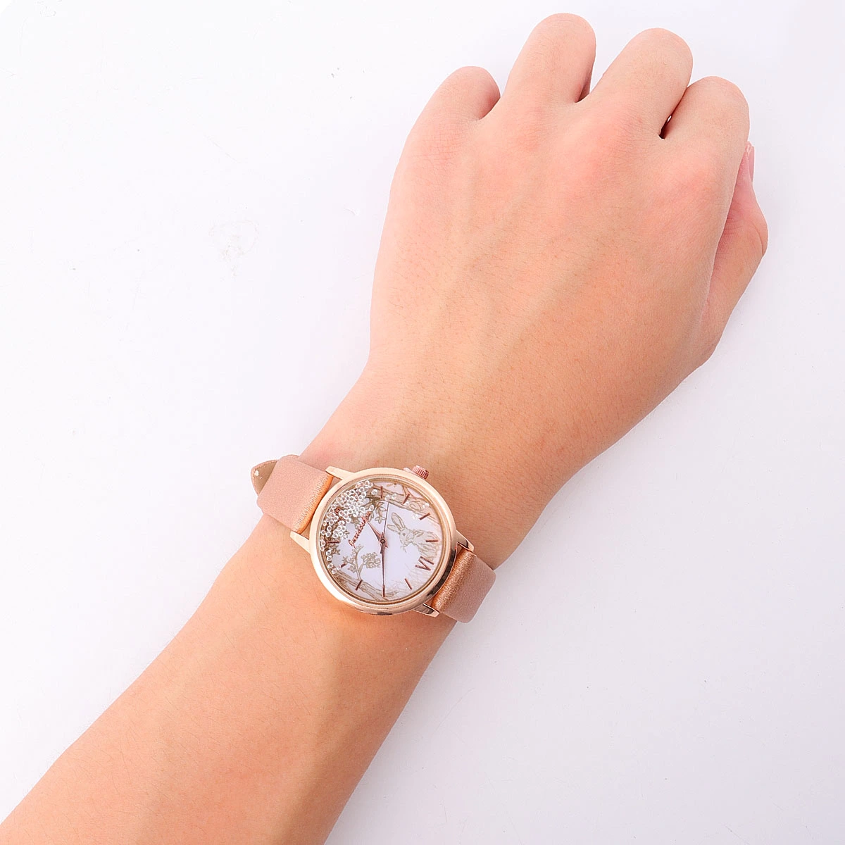 1Pc Rabbit Women Watch Strap Bunny Wrist Watches for Girls Women Teenager Ladies Quartz Watch (Rose Gold)