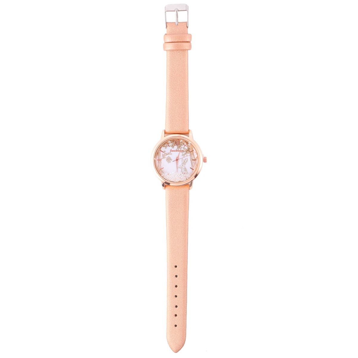 1Pc Rabbit Women Watch Strap Bunny Wrist Watches for Girls Women Teenager Ladies Quartz Watch (Rose Gold)