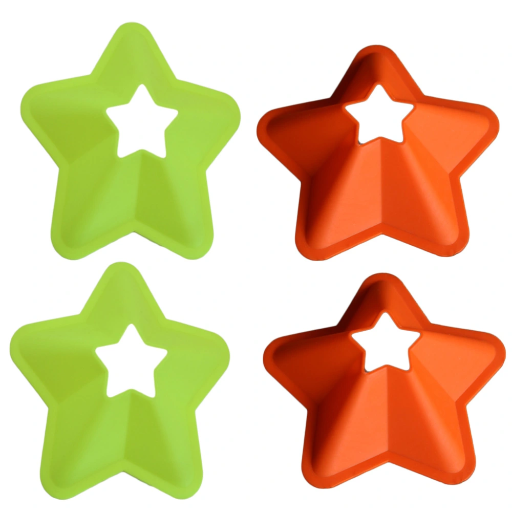 4pcs Reusable Sports Spot Markers Football Training Sign Dish Star Shape Plate Marker Tray for Indoor Outdoor (Yellow, Green)