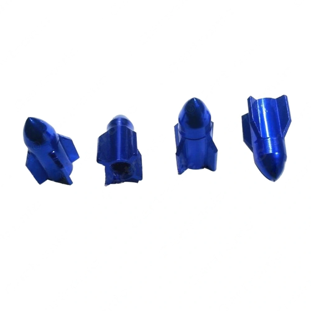 4pcs Missile Models Color Aluminum Caps Gas Leak Tire Caps For Car (Blue)