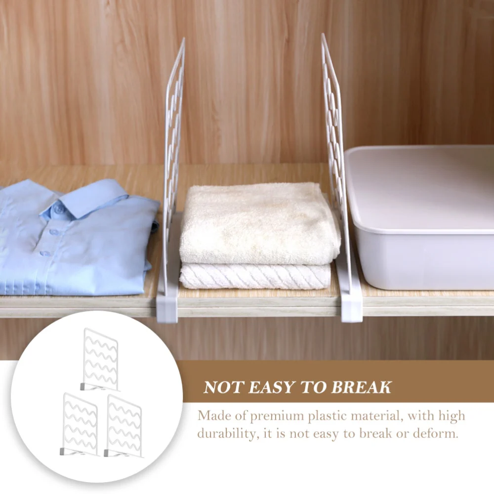 3Pcs Multipurpose Closet Shelf Dividers Plastic Closets Shelf Dividers Nail-free Shelf Dividers