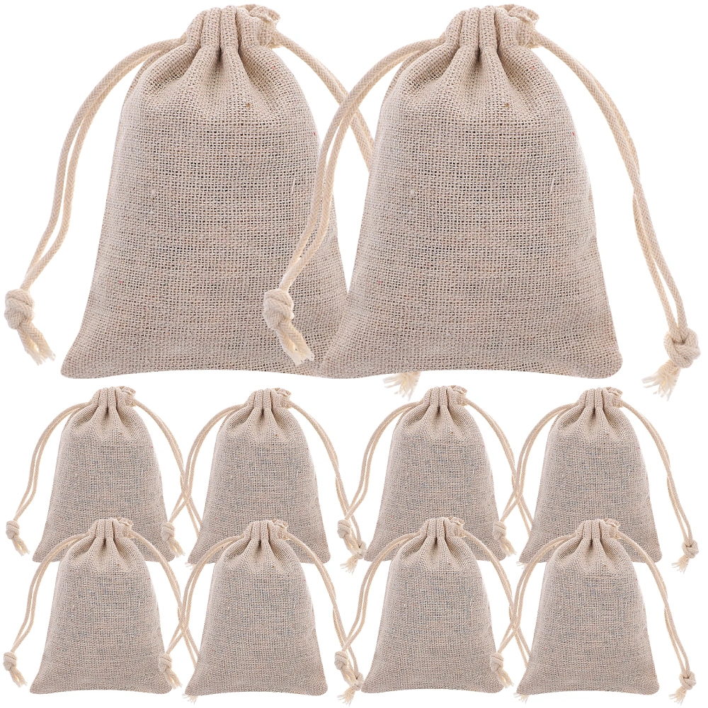 10PCS Linen Jute Drawstring Gift Bags Sacks Party Favors 8 * 10cm