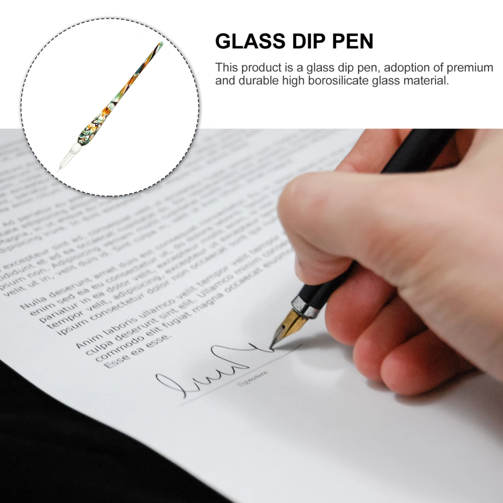 2pcs Handmade Glass Dip Pens Color Ink Drawing Pen Writing Art Decoration