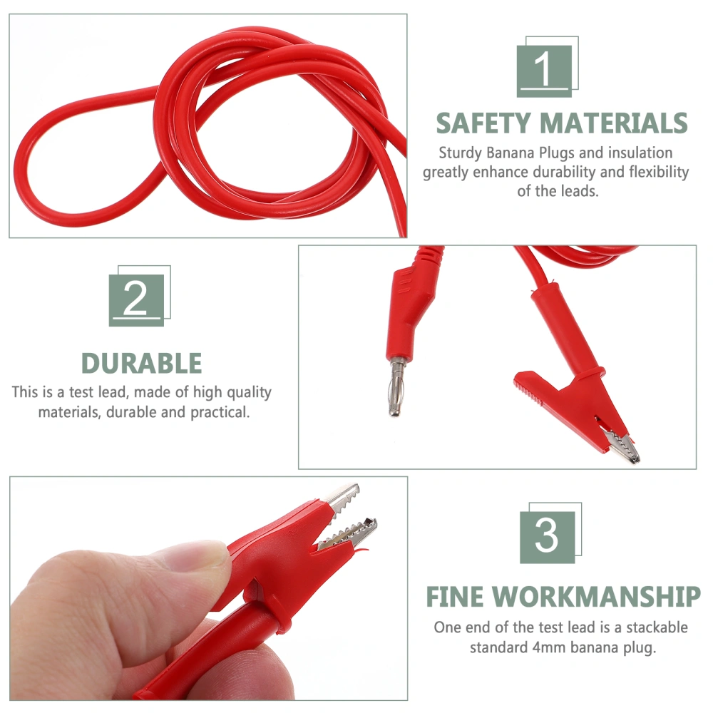 1 Pc 4mm Stackable Banana Plug to Crocodile Alligator Clips Test Probe Cable Wire for 20A Multimeter (Red)