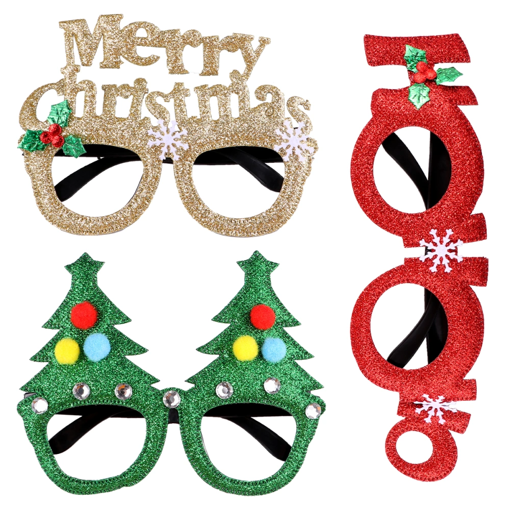 3Pcs Creative Christmas Eyeglasses Decorative Glasses Party Funny Photo Props