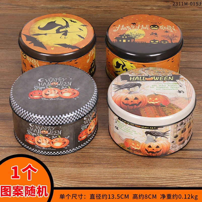 Halloween  Storage Box Empty Metal Box Cookies Container Candy Storage Container