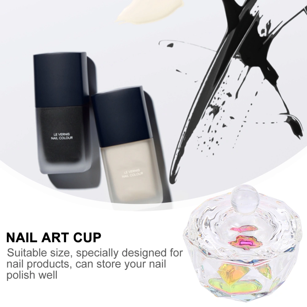 2 Pcs Nail Dappen Dish with Lid Glass Dish Nails Powder Cup (Octagonal)